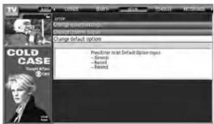 COLD CASE Thought AT:pm 2003 LUTTER Change system settings. Change custom options Change default options PreEnter to set Default Option topics - General - Record - Reward