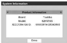 System Information Product Information Brand: Toshiba Model: 62H1195 IEEE1394 GUID: 00083914-28343803 Extra