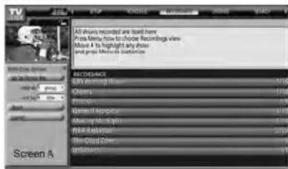 All shows recorded are lost from Prox-Meta now to choose recordings view Move 4 to highlight any show and press Minute buttons RECORDANCE LBS Ordering Item Clarity Friends General Manager Mixing Music Spin Video Editor The World View Backstage