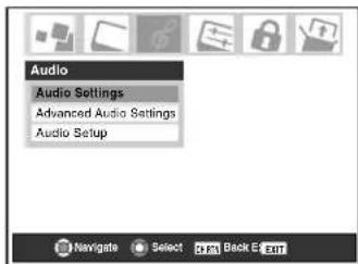 Audio Audio Settings Advanced Audio Settings Audio Setup Navigate Select Print Back 5-2017