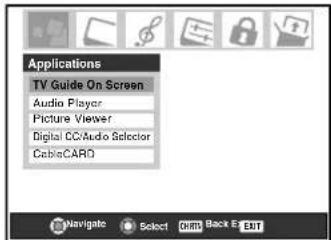 Applications TV Guide On Screen Audio Player Picture Viewer Digital CC/Audio Selector CableCARD