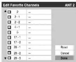 Edit Favorite Channels ANT 2 2 -- 2 - 1 -- 2 - 2 -- 4 - 1 -- 5 -- 17 - 1 -- 17 - 2 -- 28 - 1 -- 28 - 2 -- 28 - 3 -- Rusol Cancel Done