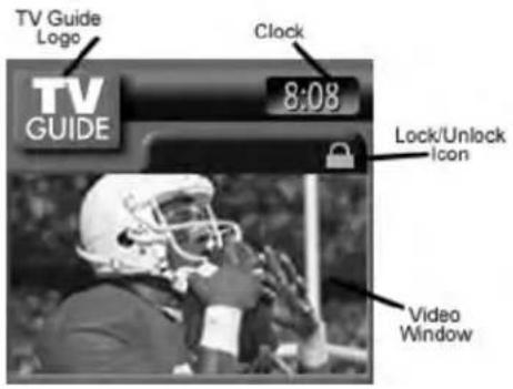 TV Guide Logo Clock 8:08 TV GUIDE Lock/Unlock Icon Video Window