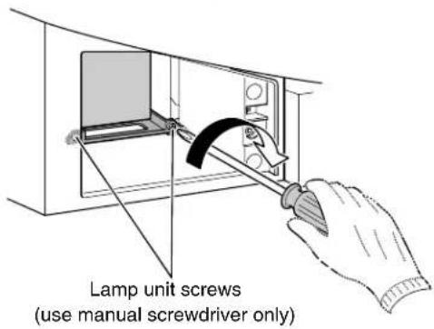 Lamp unit screws (use manual screwdriver only)