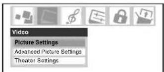 Video Picture Settings Advanced Picture Settings Theater Settings