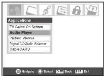 Applications TV Guide On Screen Audio Player Picture Viewer Digital CC/Audio Selector CableCARD