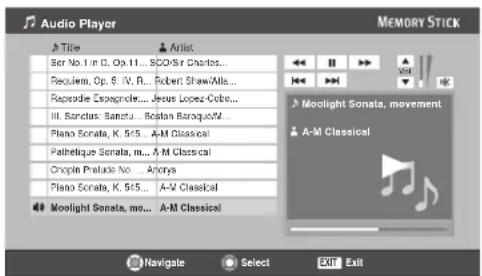 Audio Player A Title Ber No. 1 in D, Op. 11... SCO/Sir Charles... Requiem, Op. S IV, R... Robert Shaw/Mill... Raprodie Exsopndel... Jesus Lopez-Cobe... Ill. Sandus, Sanzu... Boston Baroguo/M... Plano Sonata, K. 545... A-M Classical Pathétique Sonata, m... A-M Classical Chopin Prelude No... Anjons Plano Sonata, K. 545... A-M Classical Moolight Sonata, mn... A-M Classical Moodlight Sonata, movement A-M Classical Navigate Select Exit Exit