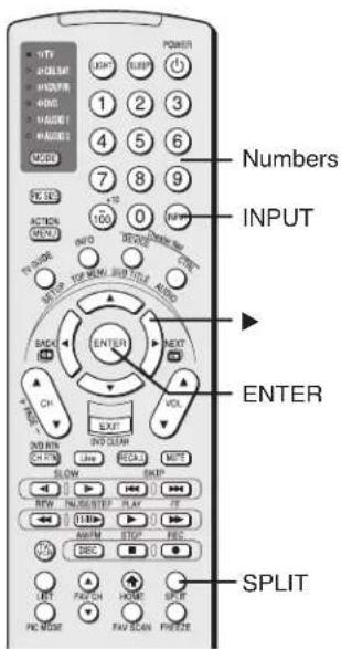 Numbers INPUT ENTER SPLIT