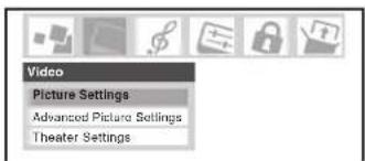 Video Picture Settings Advanced Picture Settings Theater Settings