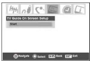 TV Guide On Screen Setup Start.