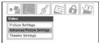 Video Picture Settings Advanced Picture Settings Theater Settings