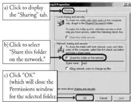 a) Click to display the "Sharing" tab. b) Click to select "Share this folder on the network." c) Click "OK" (which will close the Permissions window for the selected folder. Sharing Customers Local sharing and security To share this folder with other sites of this computer only, cheap to the Shared Documents folder To make this folder and its subfolders private so that only you have access, select the following check box Make this folder private Network sharing and security To share this folder with both network users and other users of the computer, select the first check box before and save a share name Sharethis folder on the network Figure name: sp4 Albg network uses to change by files I am more about sharing and secures OK Cancel Apply