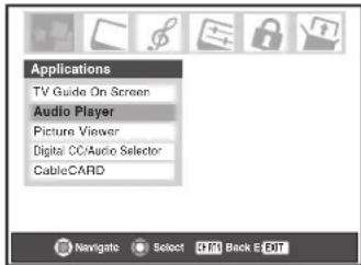 Applications TV Guide On Screen Audio Player Picture Viewer Digital CC/Audio Selector CableCARD