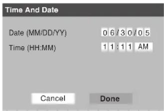 Time And Date Date (MM/DD/YY) 0 6/3 0/0 5 Time (HH:MM) 1 1:1 1 AM Cancel Done
