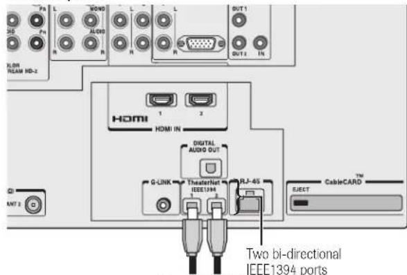 HDMI HDMI IN DIGITAL AUDIO OUT G-LINK TheaterNet IEEE1394 RJ-65 CableCARD EJECT TM Two bi-directional IEEE1394 ports