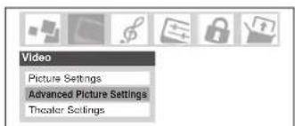 Video Picture Settings Advanced Picture Settings Theater Settings