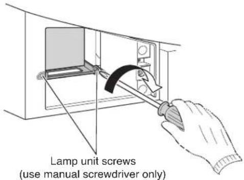 Lamp unit screws (use manual screwdriver only)