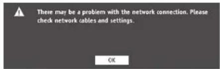 There may be a problem with the network connection. Please check network cables and settings. OK