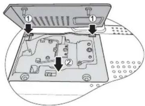 Diagram of a device interior with numbered components, likely illustrating a mechanical or electronic assembly.