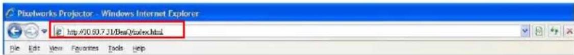 Pixelworks Projector - Windows Internet Explorer http://10.60.7.31/Bea/Qandex.html