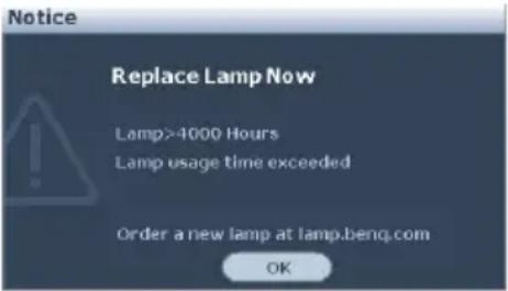 BENQ MW860USTi-V - Timing of replacing the lamp - 5