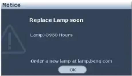 BENQ MW860USTi-V - Timing of replacing the lamp - 4