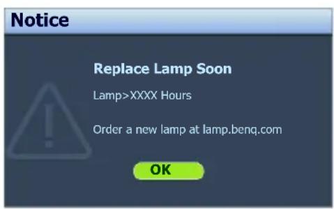 BENQ MW821ST - Timing of replacing the lamp - 3