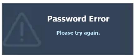 Password Error Please try again.