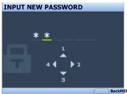 INPUT NEW PASSWORD * * 1 4 ← 2 3 BackMEI