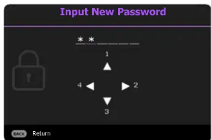 Input New Password 1 4 2 3 BACK Return