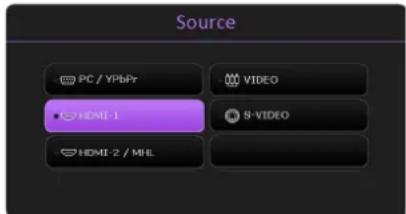 Source PC / YPbPr VIDEO HOME-1 S-VIDEO HDMI-2 / MHL