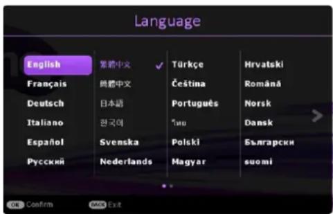 Language English Français Deutsch Italiano Español Русский 繁體中文 鴿鶴中文 日本語 韓國文 Svenska Nederlands Türkçe Čeština Português Тиц Polski Magyar Hrvatski Româná Norsk Dansk Български suomi Confirm MASC Exit