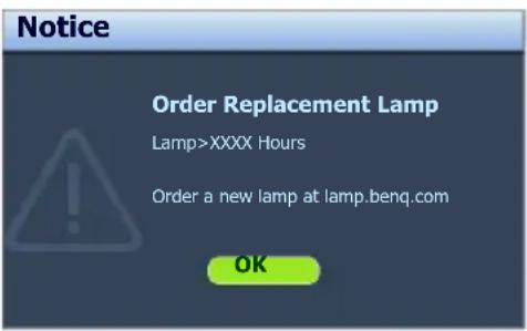 BENQ MX717 - Timing of replacing the lamp - 2