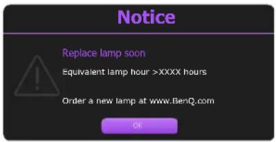 BENQ MW605w - Timing of replacing the lamp - 3