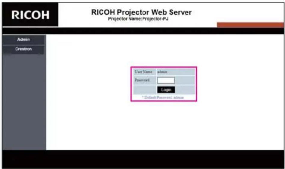 RICOH PJ WXL5670 - Log in - 1