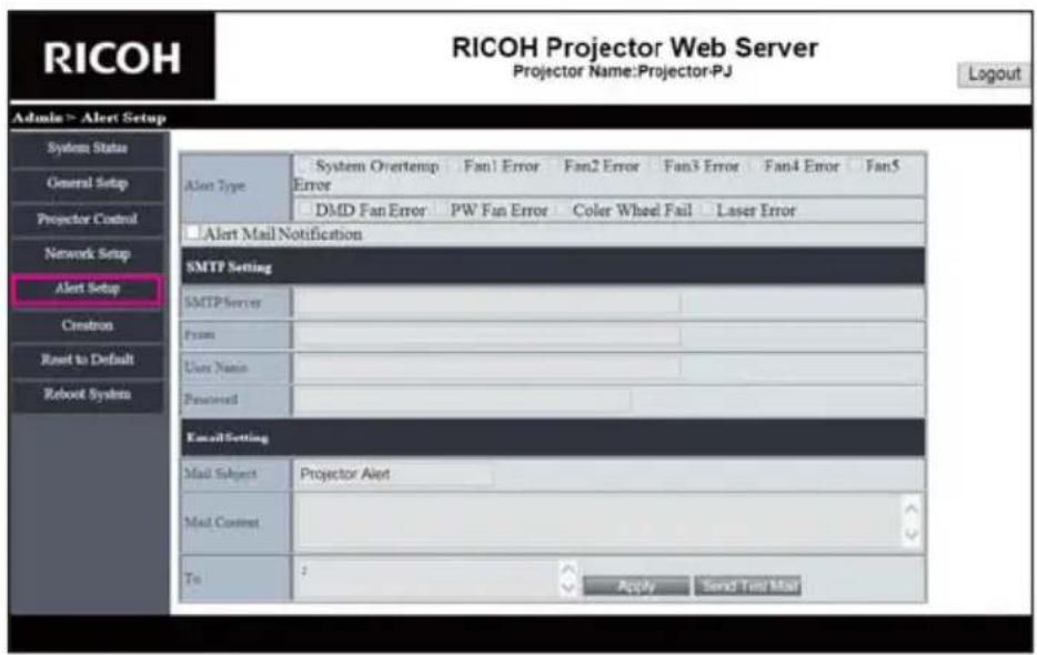 RICOH PJ WXL5670 - Alert Setup - 1