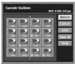Custom Stations MAY 9:58% 2:55 pm Return Cancel Auto Clear All Help