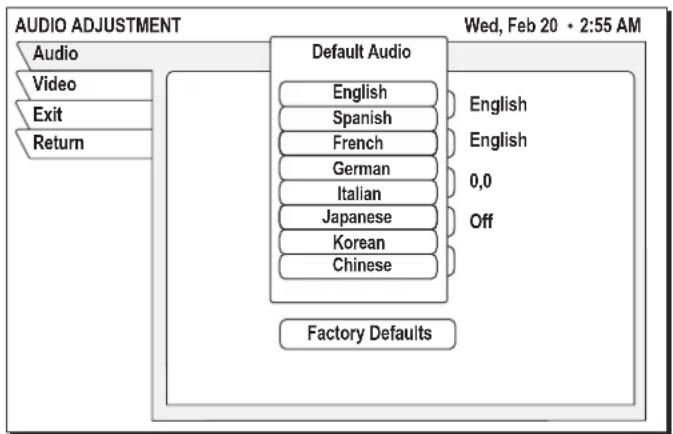 SONY SAT-B65A - Setting default and alternate audio - 1