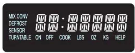 MIX CONV DEFROST SENSOR TURNTABLE ON OFF COOK LBS OZ KG HELP
