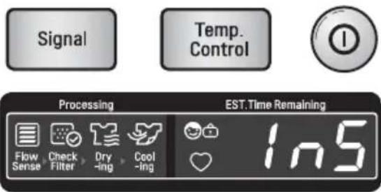 Signal Temp. Control Processing EST.Time Remaining Flow Sense Check Filter Dry -ing Cool -ing 1n5