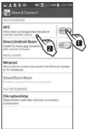 Share & Connect DATA TRANSFER NFC Allow data exchange when the phone Teaches another device Direct/Android Beam Enable to share app contents in NFC and 80-FI Direct MEDIA SHARE Miracast Miner phone screen and sound onto Miracast dangle or TV wirelessly SmartShare Bean File Networking File networking…