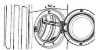 Technical line drawing of a mechanical component with internal chambers and mounting holes (no text or symbols)