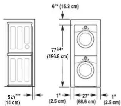 6" (15.2 cm) 77 2/4" (196.8 cm) 5 2/4" (14 cm) 1" (2.5 cm) 27" (68.6 cm) 1" (2.5 cm)