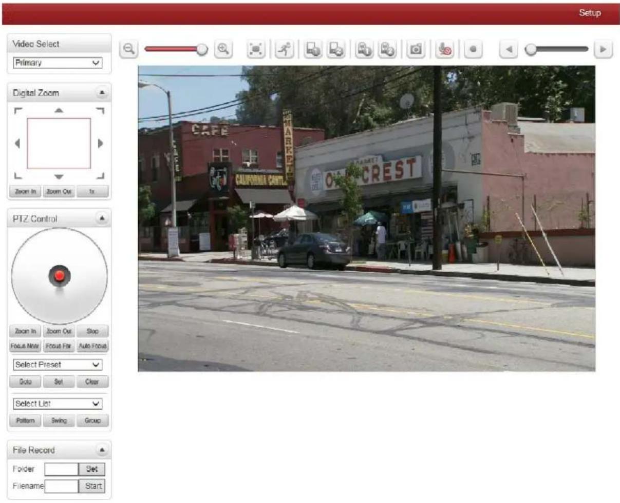 Video Select Primary Digital Zoom Zoom In Zoom Out To PTZ Control Zoom In Zoom Out Stop Focus Note Focus Far Auto Focus Select Preset Auto Set Clear Select List Pattern Swing Group File Record Folder Set Filename Start Setup