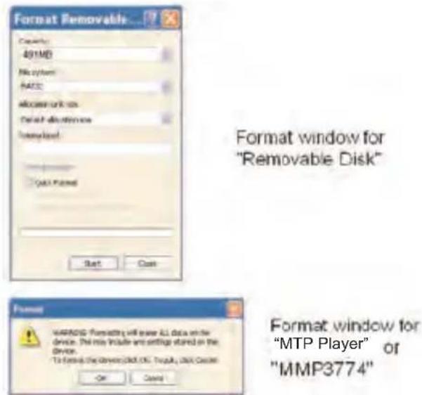 MEMOREX MMP3774 - Formatting the Player - 1