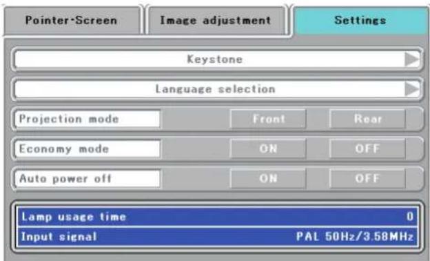 Elmo iP-40 - Select [Settings] with the SCROLL ◀▶ buttons - 2