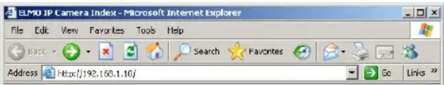 ELMO IP Camera Index - Microsoft Internet Explorer File Edit View Favorites Tools Help Back Search Favorites Address Http://192.168.1.10/ Go Links >