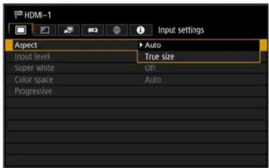CANON REALiS 4K500ST Pro AV - Selecting from a list Example: Aspect (P88) - 1