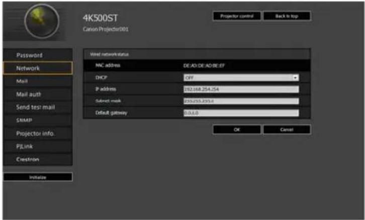 CANON REALiS 4K500ST Pro AV - Setting Basic Information [Network] - 1