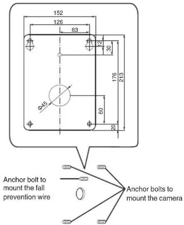 JVC VN-H657WPU - Install the anchor bolt for mounting the fall prevention wire. - 1